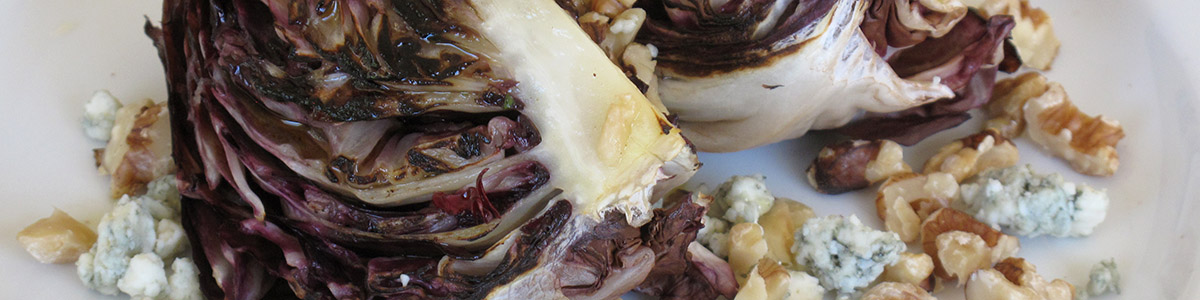 Grilled Radicchio with blue cheese and walnut dressing